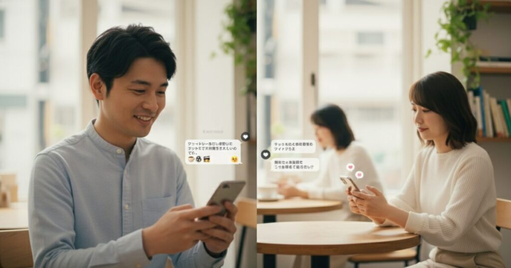 画像イメージ:女性とやり取りが続くメッセージのコツ