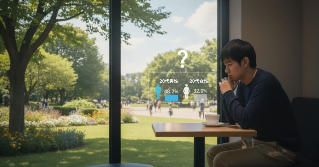 筆者作成イメージ：20代で彼女がいない率はどのくらい？