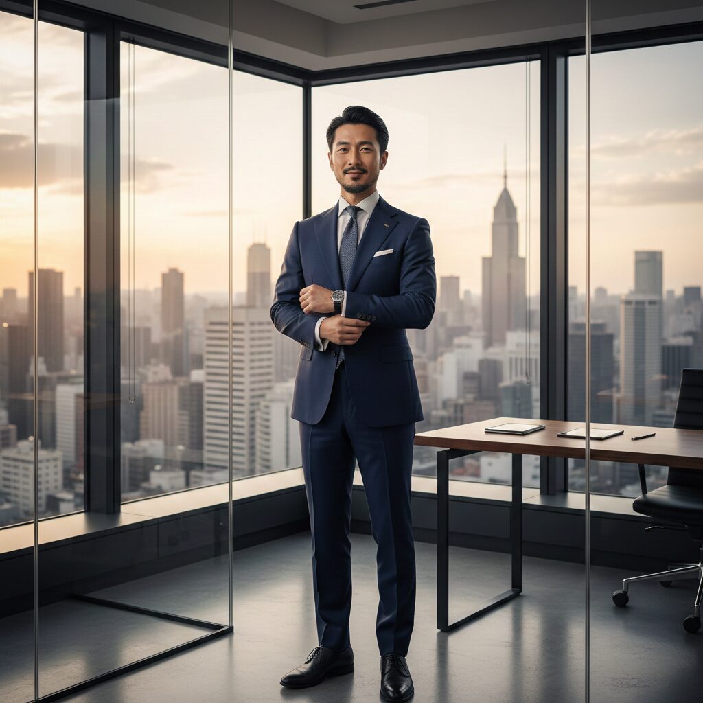 バリバリ仕事ができる、清潔感のあるハイスペックなビジネスマン(30代)。