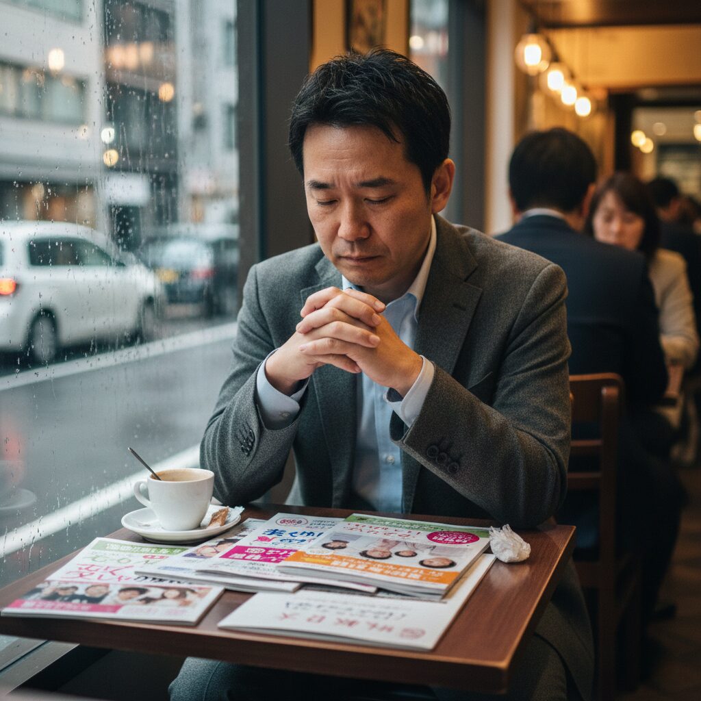 結婚相談所のパンフレットを見て諦めている日本人男性